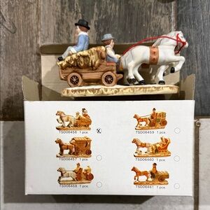 Vintage Lefton 1987 Amish Family Hay Ride Horse And Wagon